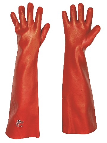 PVC-Handschuhe, rotbraun, 600 mm lang